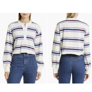 Veronica Beard Indri Rugby Stripe Top in Parchment Multi Size Small NEW!